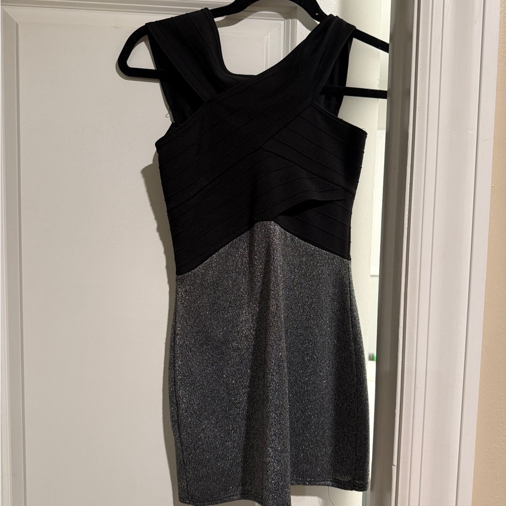 Pinc Premium Elegant Black and Gray sparkle Teen Dress XL